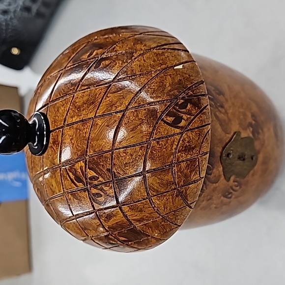 Tea Caddy Faux Burl Wood Acorn-Shaped - Picture 10 of 10